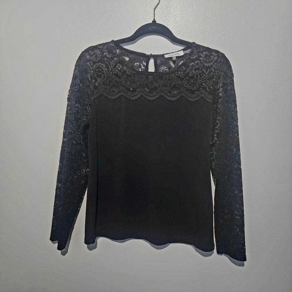 Calvin Klein Elegant Black Lace Blouse